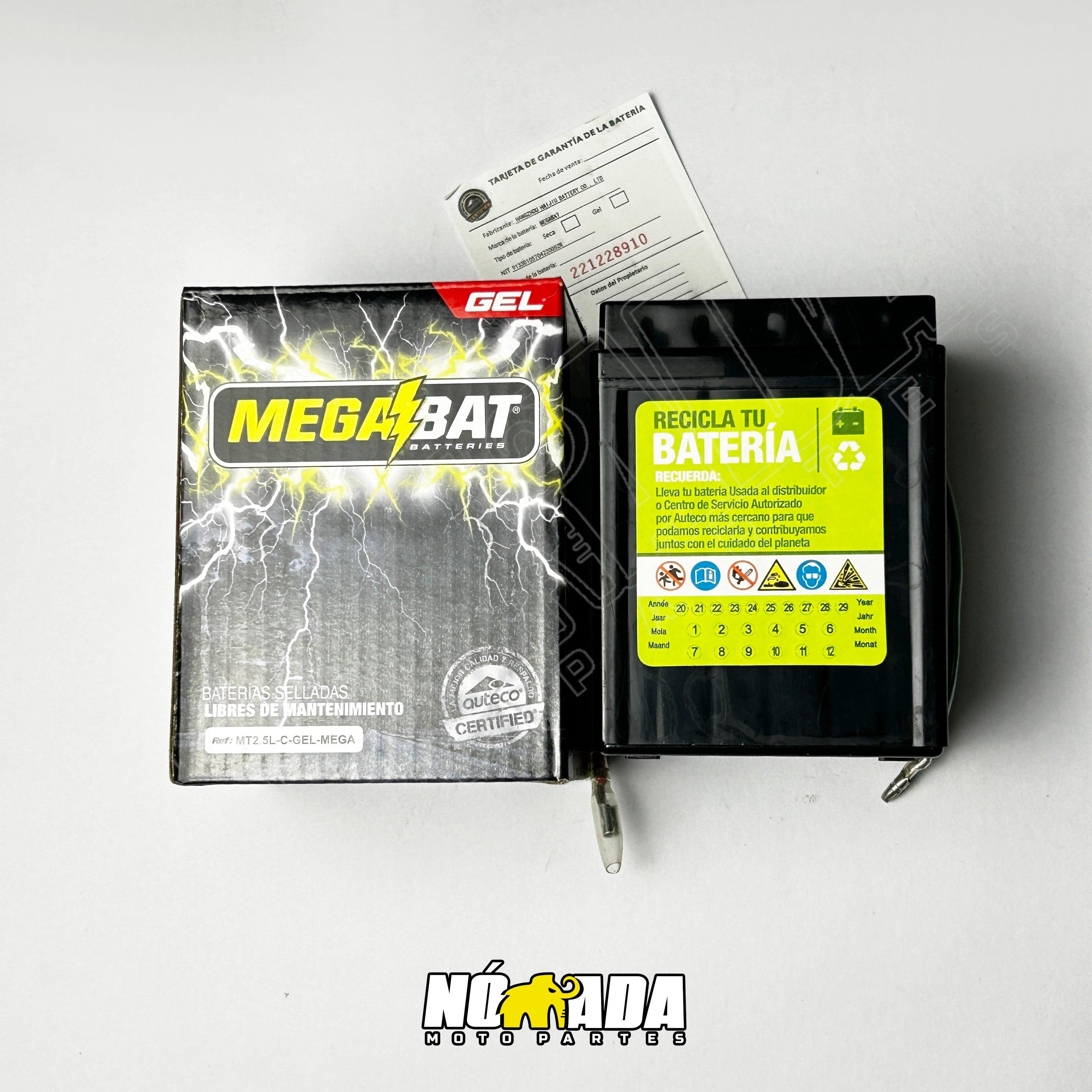 BATERIA UNIVERSAL MEGABAT GEL MT2.5LC 12 V 2,5AH NOMADA MOTOPARTES