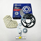 KIT DE ARRASTRE SUZUKI GN-125 4 HUECOS CASSARELLA CADENA REFORZADA NOMADA MOTOPARTES