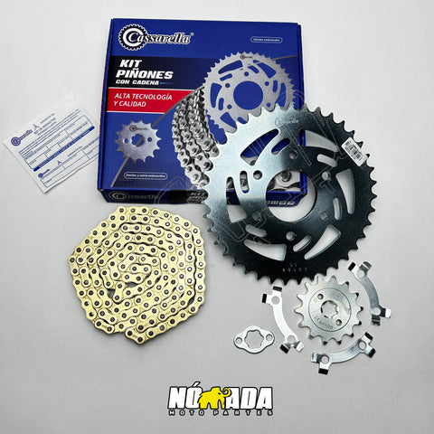 KIT DE ARRASTRE BAJAJ PULSAR NS 200 6 HUECOS DORADA CASSARELLA H