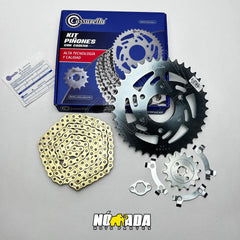 KIT DE ARRASTRE BAJAJ PULSAR NS 200 6 HUECOS DORADA CASSARELLA