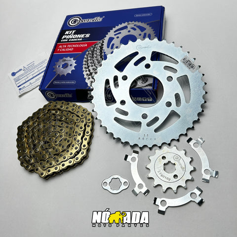 KIT DE ARRASTRE BAJAJ PULSAR NS 200 6 HUECOS DORADA CASSARELLA H